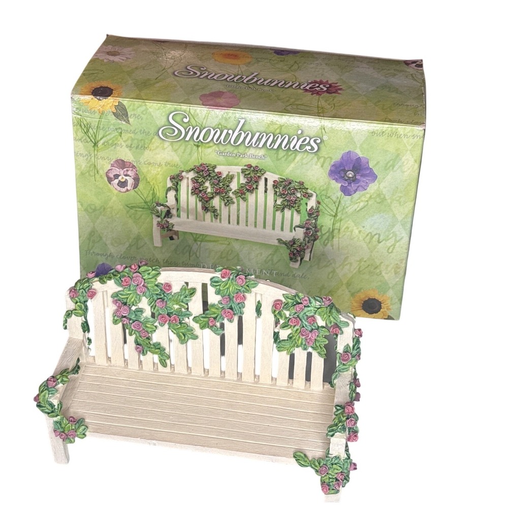 Department 56 Snowbunnies Garden Park Bench 56.26328 Vintage 1999 Rose Miniature